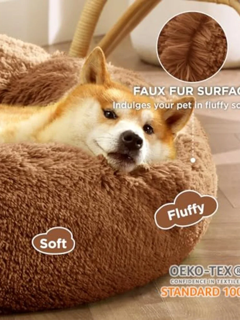 New Calming Dog Bed for Medium Dogs - Donut Washable Medium Pet Bed, 30 inches